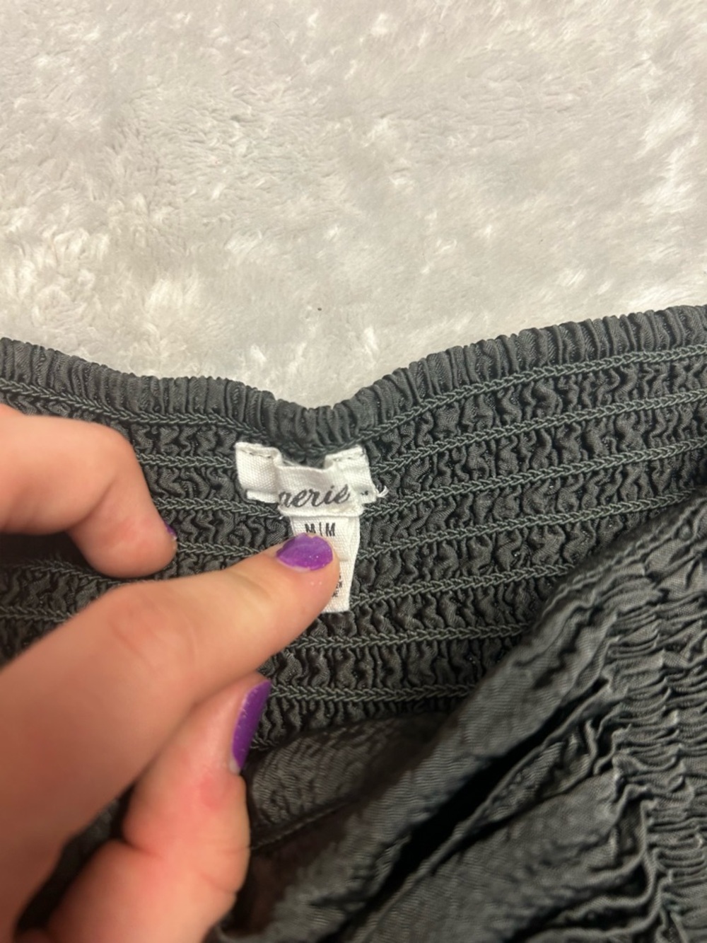 aerie Black Ruched Waist Shorts Skort - Picture 3 of 4